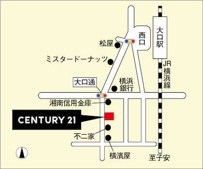 横浜線「大口」駅西口から徒歩3分の場所にございます。提携駐車場もございますので、お車でお越しの際はスタッフまでお声がけください。