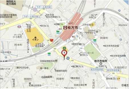 店舗住所：枚方市岡東町14-44広域地図