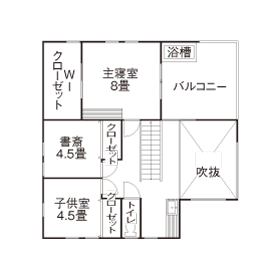 【Blue Style 川越】モデルハウス型の新店舗で徹底した断熱仕様の上質な住み心地を体感してみての間取り図(2階)