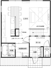 サイエンスホーム　奈良法隆寺展示場の間取り図(1階)