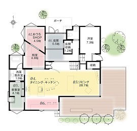 KTV五条展示場－京都に生き続ける家－の間取り図(1階)