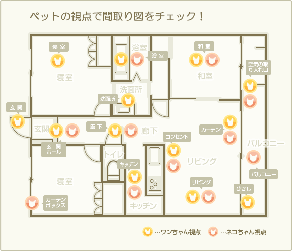 ペットの視点で間取り図をチェック！