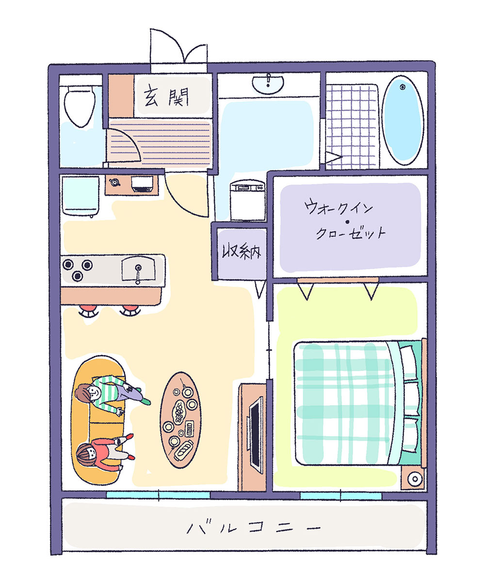 なるべく一緒にいたい二人はリビングと個室が隣接している1LDKがおすすめ