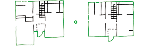 外壁量が多くなる凹凸を減らしてコストダウン