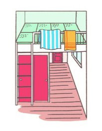 和室風の屋根裏部屋のイラスト