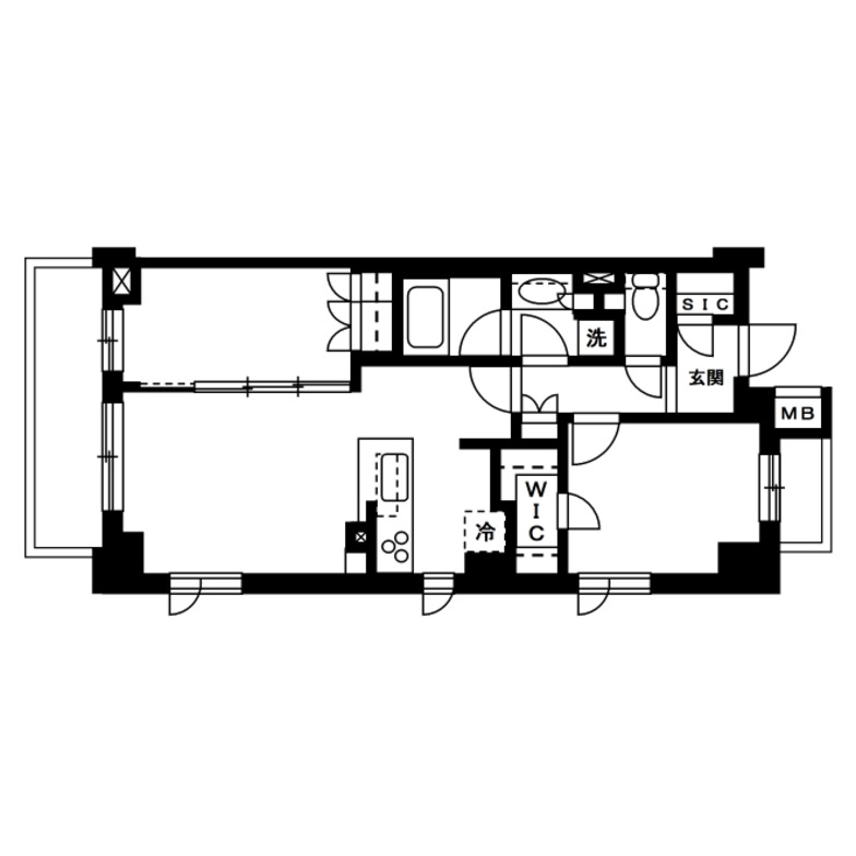 LDKから部屋が独立している2LDKの間取り