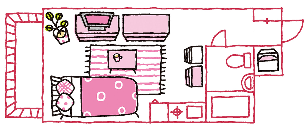 ワンルームに家具はどう置く 一人暮らしの間取り レイアウト例6 住まいのお役立ち記事