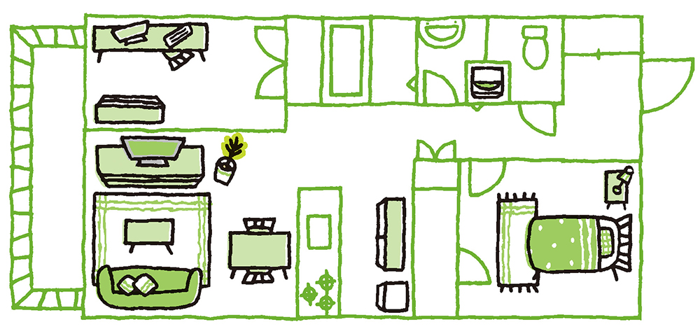 2ldkに家具はどう置く 一人暮らしの間取りレイアウト事例4 住まいのお役立ち記事