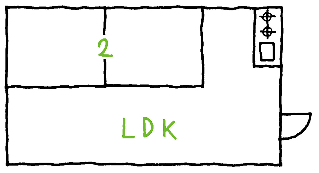 2LDKの間取りイラスト