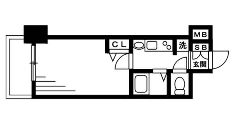 冷蔵庫置き場がない1Kの間取り