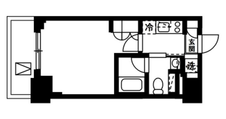 冷蔵庫置き場がある1Kの間取り