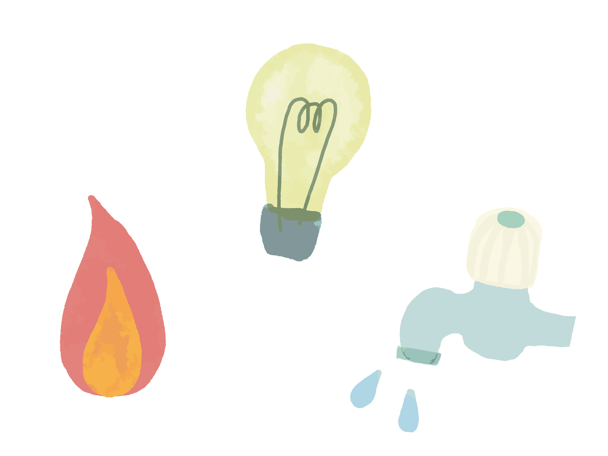 ガス・電気・水道のイラスト