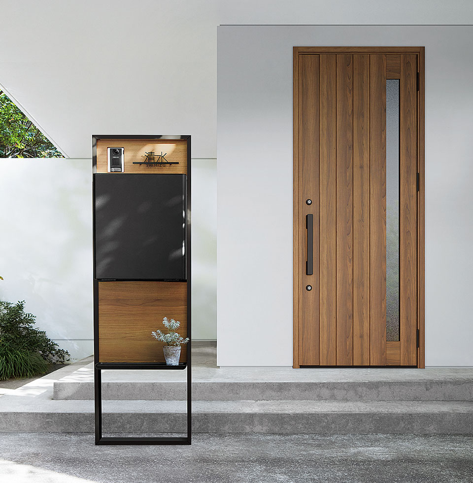 インターホンなどが一体になった独立型ポストのイメージ