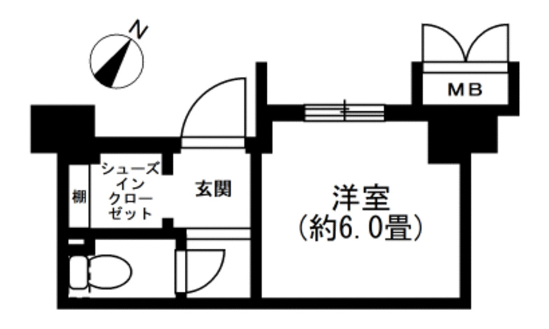 玄関横にシューズインクローゼットが設けられた新築マンションの間取り図