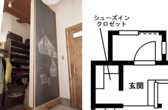 扉のないオープンなタイプのシューズインクローゼットの事例