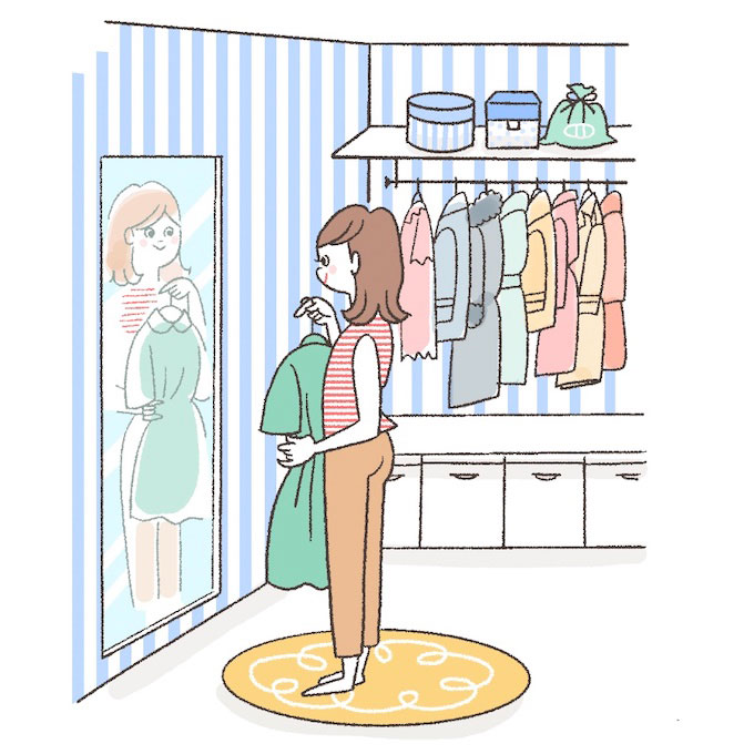 窓のないクローゼットの壁紙例イラスト