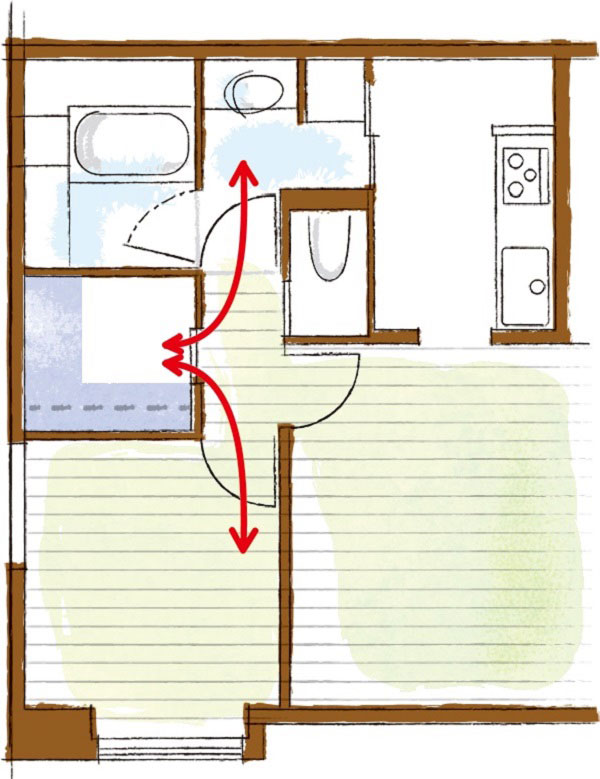 ウォークインクローゼットの動線が分かる間取り図