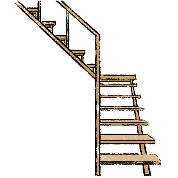 かね折れ階段のイラスト