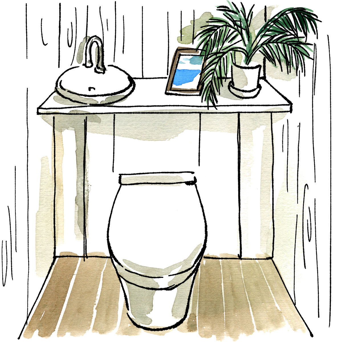 西海岸インテリアのトイレ