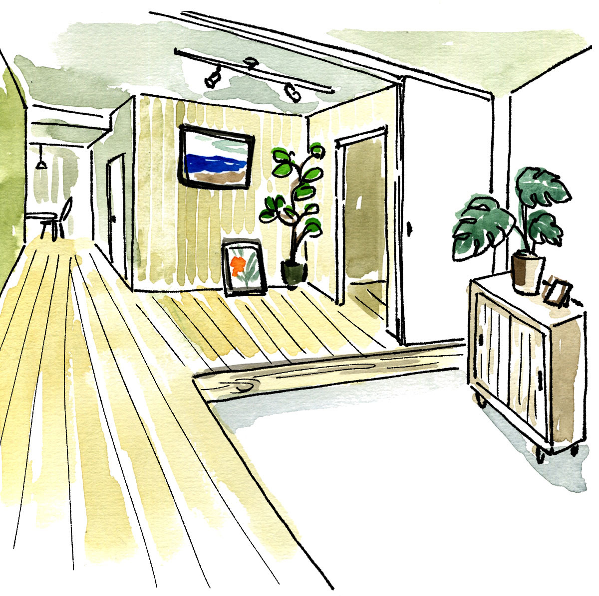 西海岸インテリアの玄関