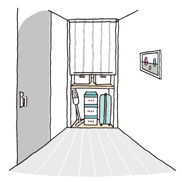 廊下の突き当たりにある収納