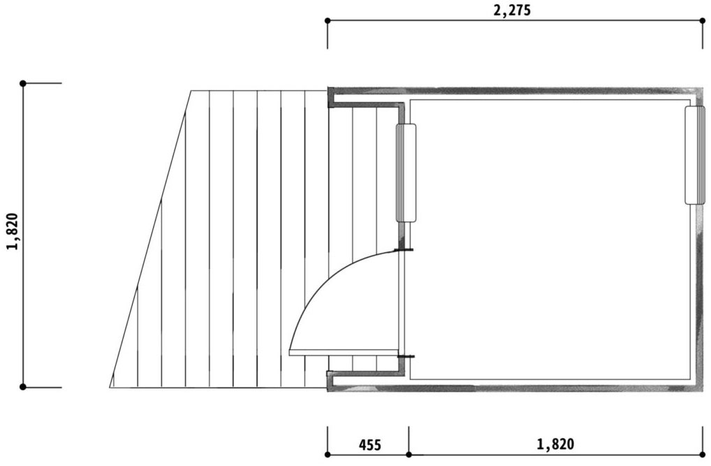 2畳のスモールハウスの間取図