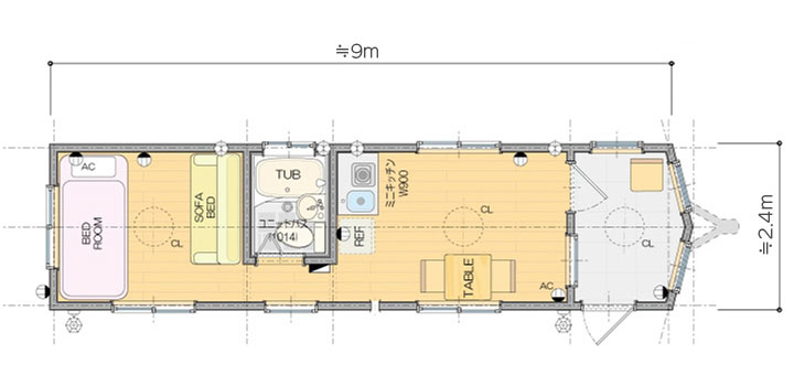 トレーラーハウスの間取図