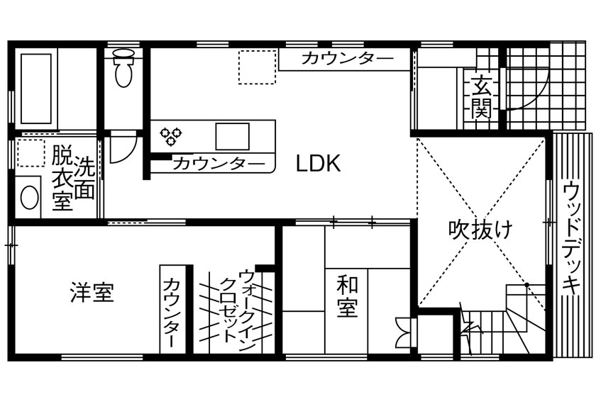 動線がいいコンパクトな平屋