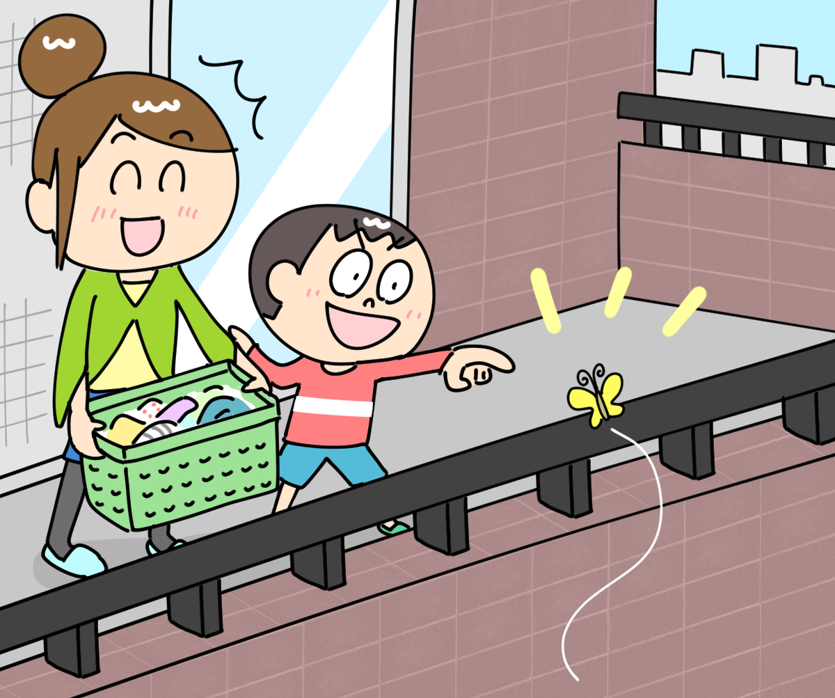 マンションの5階でも虫が飛んでくることがあることを伝えるイラス