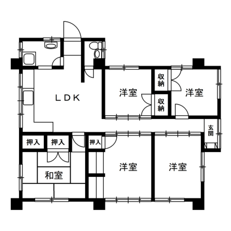廊下中央タイプの間取り