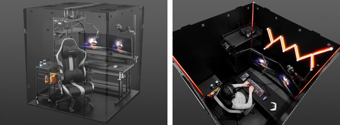 デスクの四方を囲って防音性を高められる防音ルーム