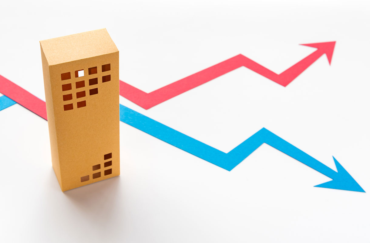 マンションの模型とグラフ