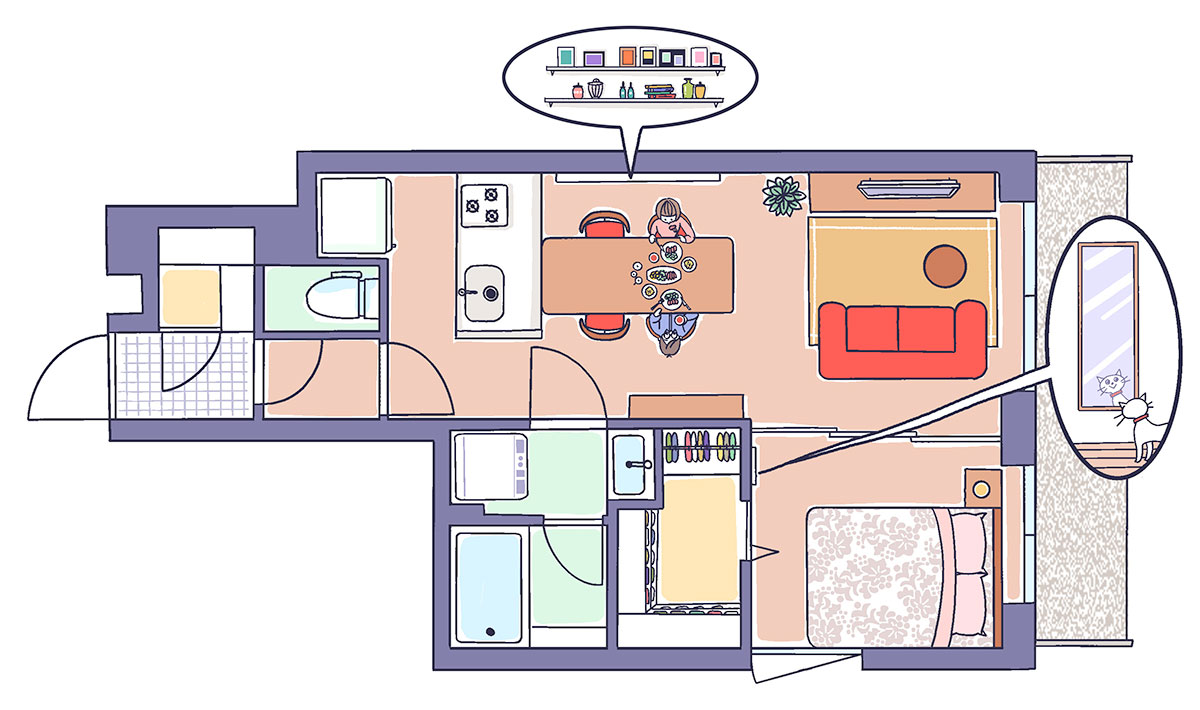 一緒に過ごせる時間が長い1LDKレイアウト
