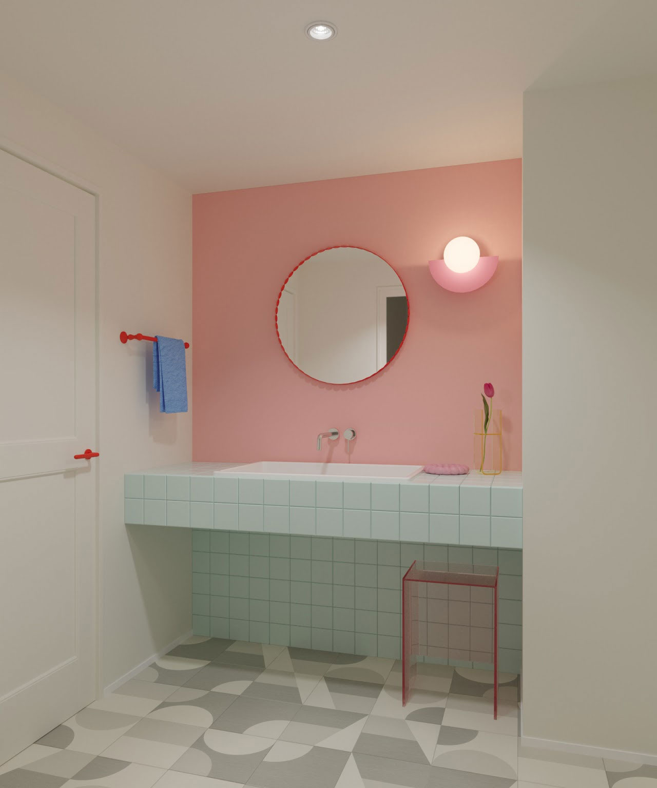 ポップな色を効かせたインテリアデザイン