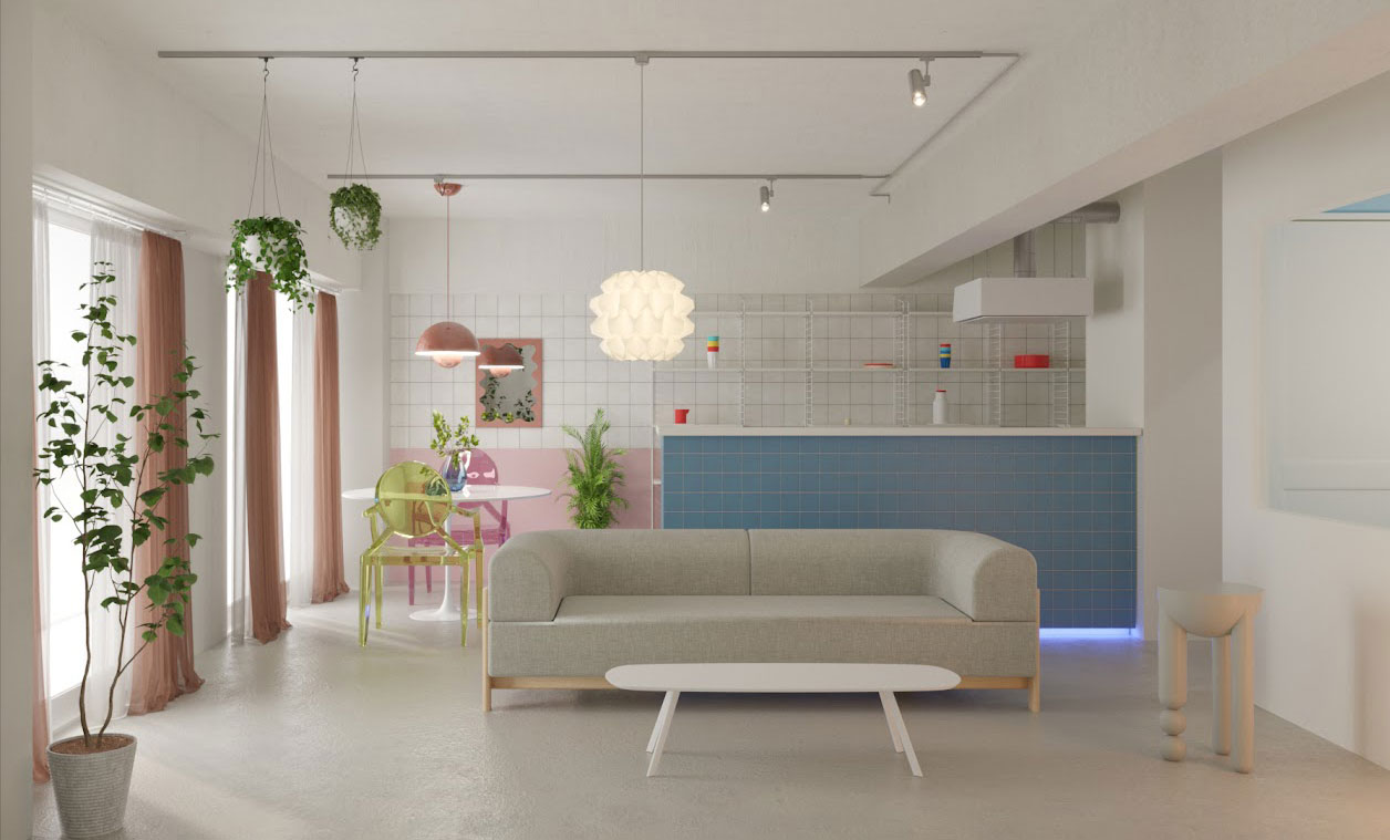 コーナーごとに照明を使ったインテリアデザイン