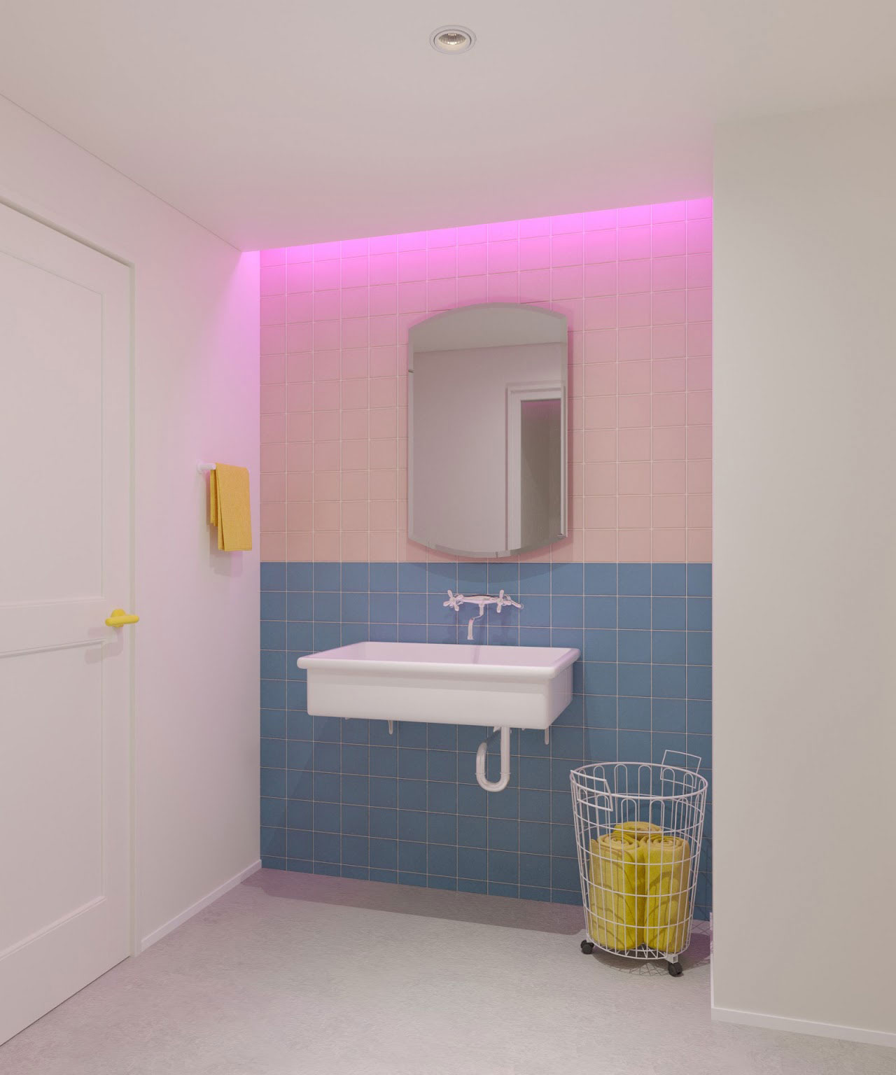 ネオンの間接照明を仕込んだ洗面