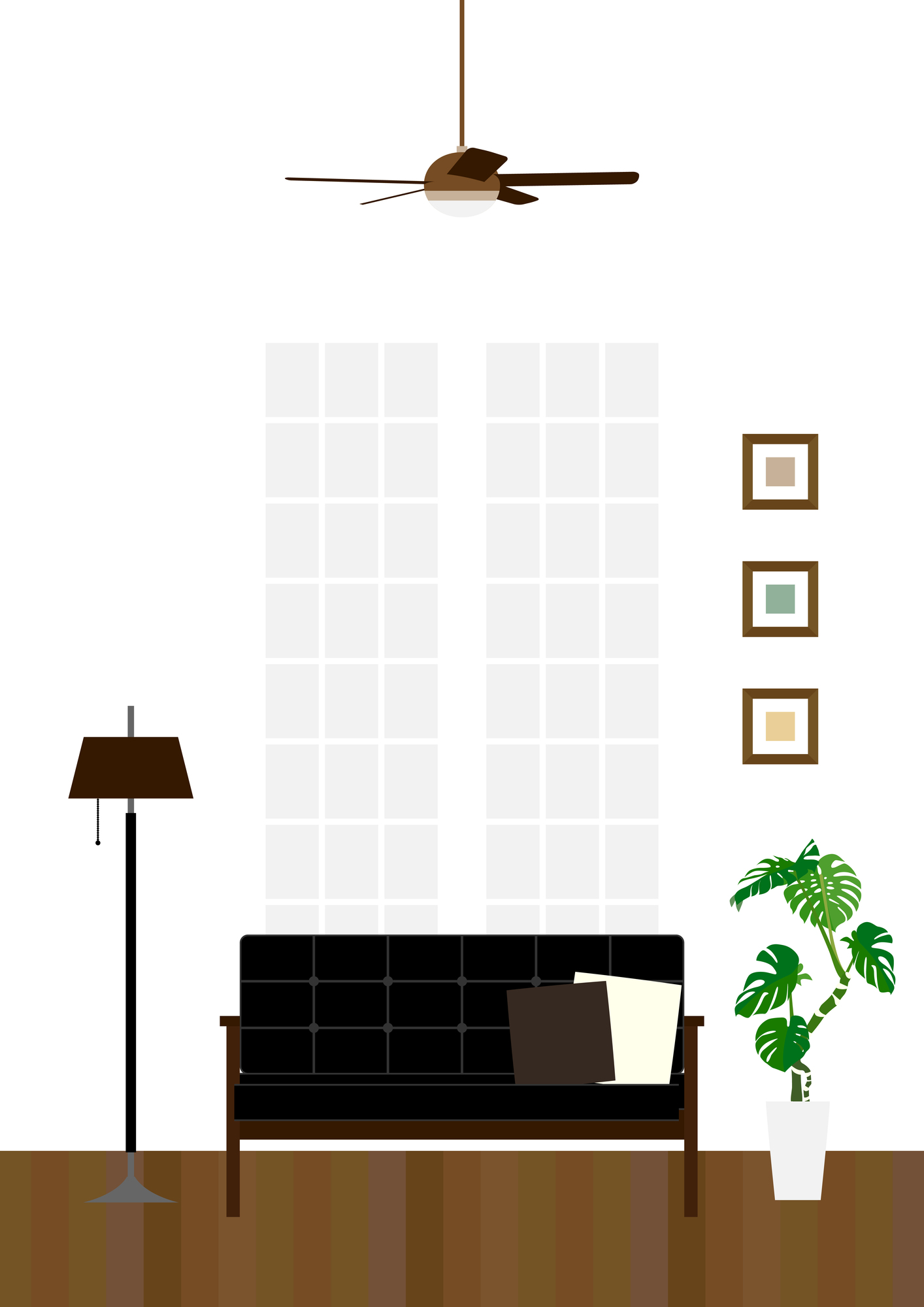 ログハウスのシーリングファン