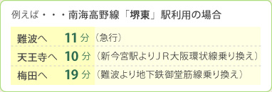 南海高野線「堺東」駅利用の場合