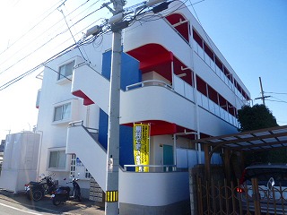 トリコロール調に仕上げた外壁