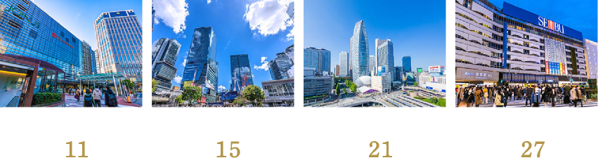 「横浜」駅 直通11分　「渋谷」駅 直通15分　「新宿」駅 直通21分　「池袋」駅 直通27分