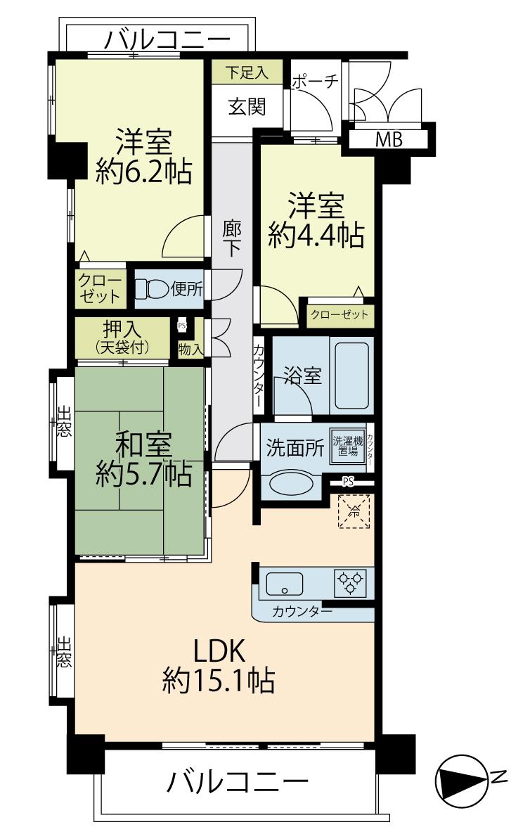 3方向角部屋レクセルマンション湘南鵠沼　4階