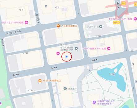 ※お車でお越しのお客様は当ビル北側の有料駐車場(ビックシャイン88・タイムズステーション札幌駅前)をご利用ください。