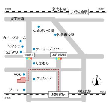 JR佐倉駅北口より徒歩10分！ガラス張りの明るい店舗です☆駅までの送迎も可能ですのでお気軽にお問合せください！