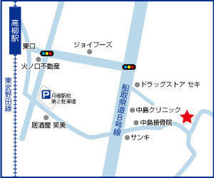 電車：東武アーバンパークライン「高柳」駅より徒歩7分。駐車スペースは3台分ございます。
