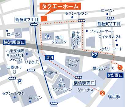 横浜駅きた西口より徒歩９分です。お車でのご来店も可能です。お気軽にお問い合わせ下さい。