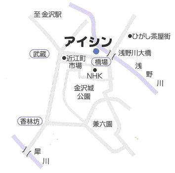 店舗案内図　金沢駅から徒歩２０分、小立野行きバス乗車１０分