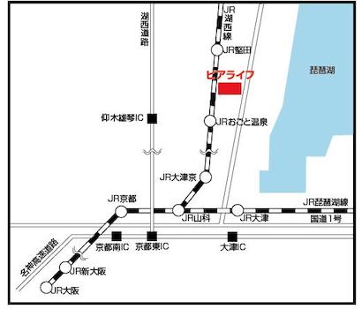 JR湖西線堅田駅とおごと温泉駅のちょうど中間あたりに位置します。湖西道路仰木雄琴インターから車で５分
