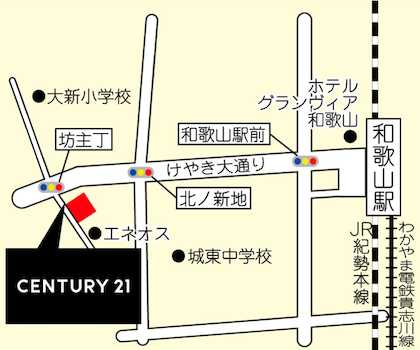 JR和歌山駅西口からけやき大通りを西へ、坊主丁の交差点東南角に専用駐車場がございます。