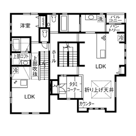 【土地を有効活用するプラン】広島建設-東京ノイエ-錦糸町展示場-２世帯・賃貸併用住宅も得意の間取り図(2階)
