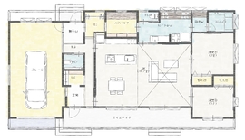 創立40周年 A-1home　ビルトインガレージ付き平屋のモデルハウスの間取り図(1階)